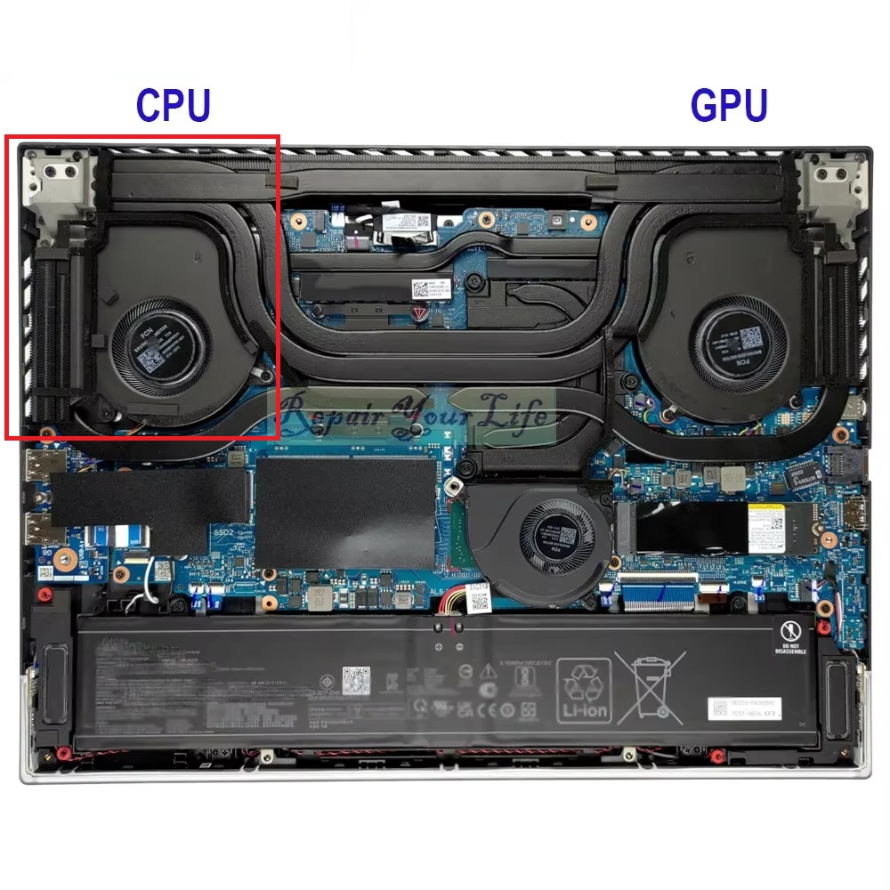 ASUS ROG Strix 16 G614 G634 Uyumlu Notebook CPU, İşlemci Fanı - Sol