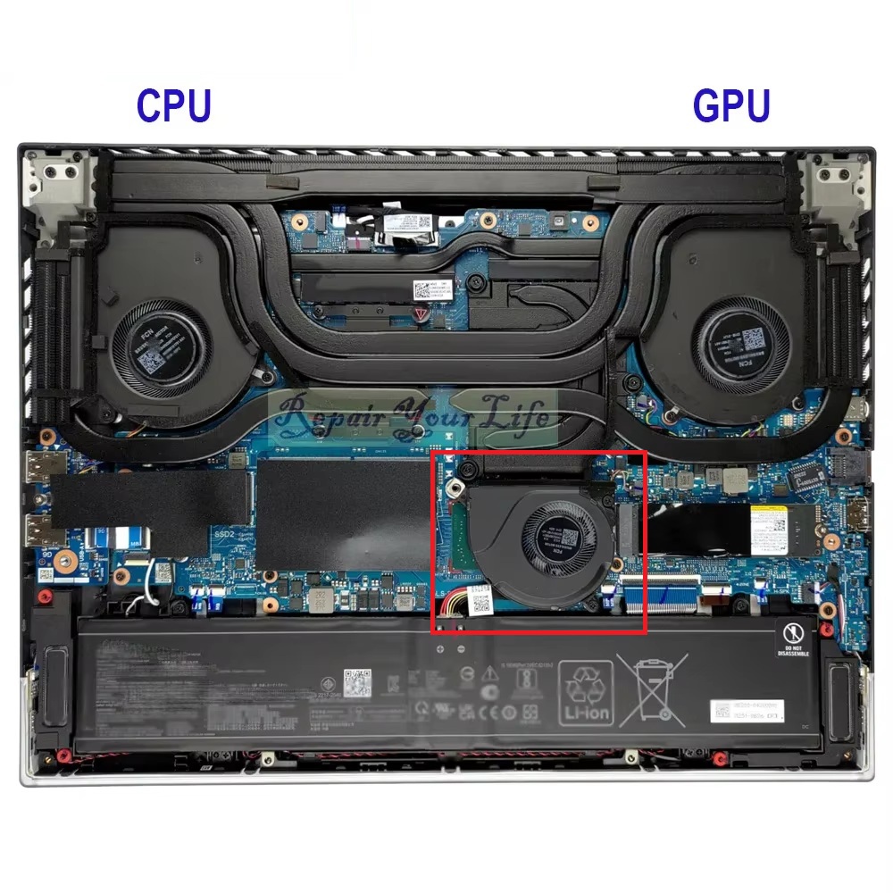 ASUS ROG Strix 16 G614 G634 Uyumlu Notebook Fanı 3.Fan Küçük (Orta Fan)