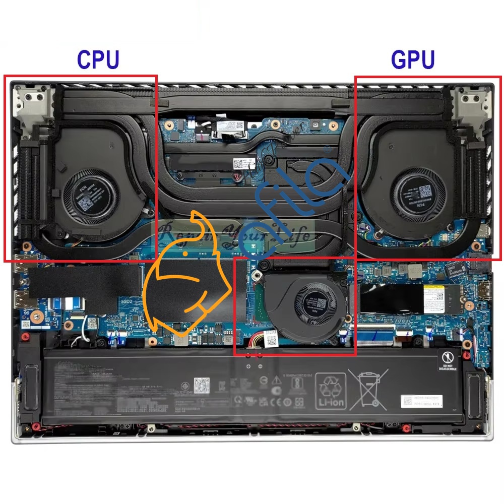 ASUS ROG Strix 16 G614 G634 Notebook Cpu, Gpu, Orta Fan Takımı (Sağ-Sol-Orta-SET)