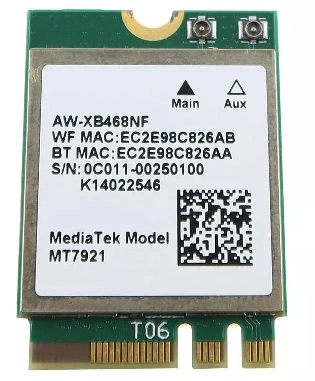 AW-XB468NF IEEE 802.11ax, 1200 Mbps+ (WiFi 6)WLAN Bluetooth 5.1/5.2 Notebook Wifi Wireless Kartı M.2 2230 (A/E Key)