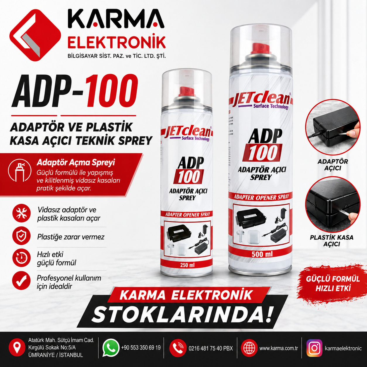 JetClean ADP100-250, ADP100-250 Adaptör Açıcı Sprey 250ml ( Adaptör Açma Sıvısı)