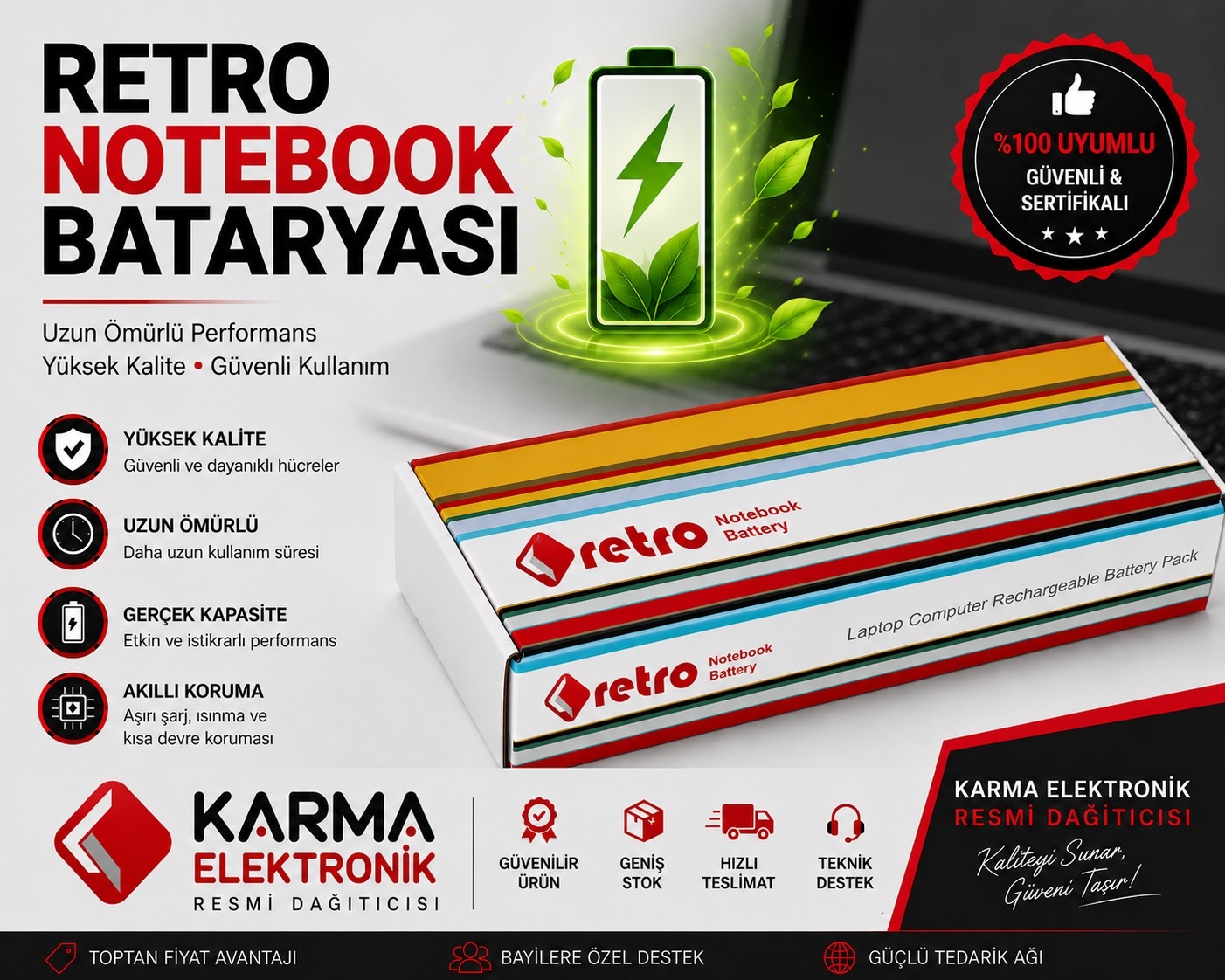 Retro - Hp 15-cs, 15-cw, 15-cu, Serisi HT03XL, HT03041XL Notebook Bataryası, Laptop Pili - 3 Cell / RHL-108