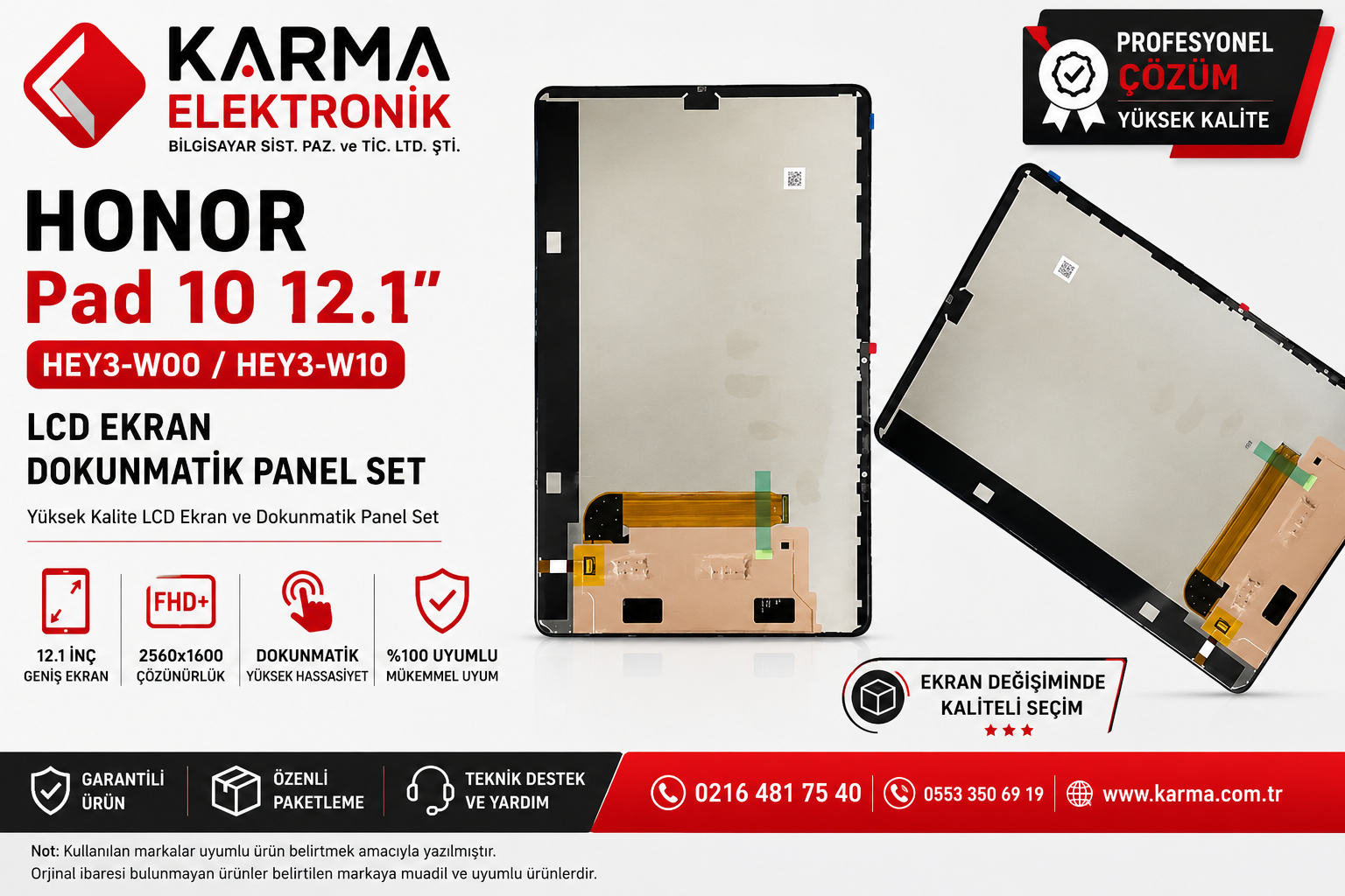 Honor Pad 10 12.1'' HEY3-W00 HEY3-W10 Lcd Ekran, Dokunmatik Panel SET