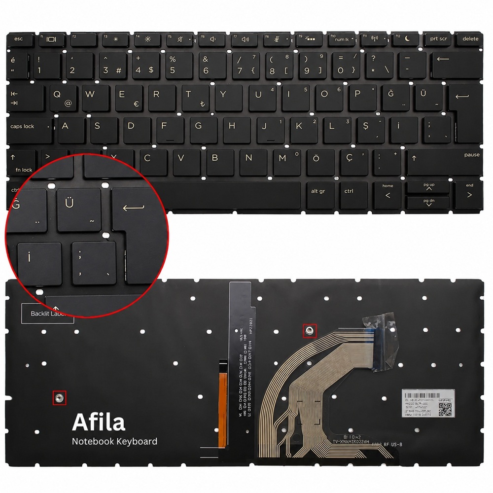 HP ProBook 430 G6, 430 G7 Notebook Klavyesi (Siyah TR) PKNR144BS - ışıklı