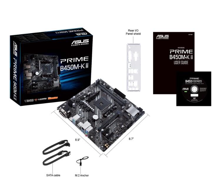 Asus Prime B450M-K II AMD AM4 DDR4 Micro ATX DVI VGA M2 Anakart