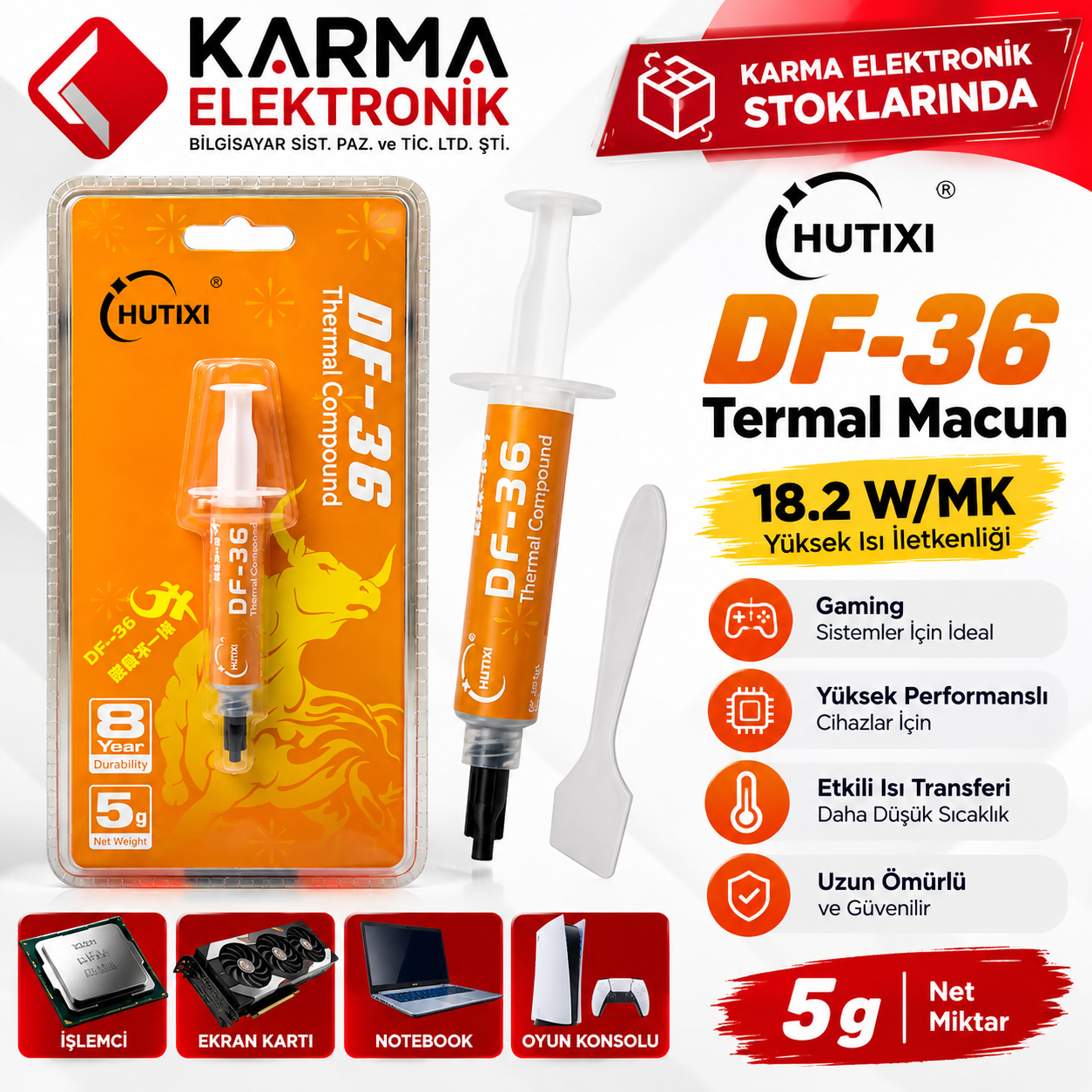 Hutıxı Df-36 Termal Macun 5g - 18.2 W/MK (Gaming - Yüksek Performans'lı Cihazlar için) / Hutixi (Orjinal)