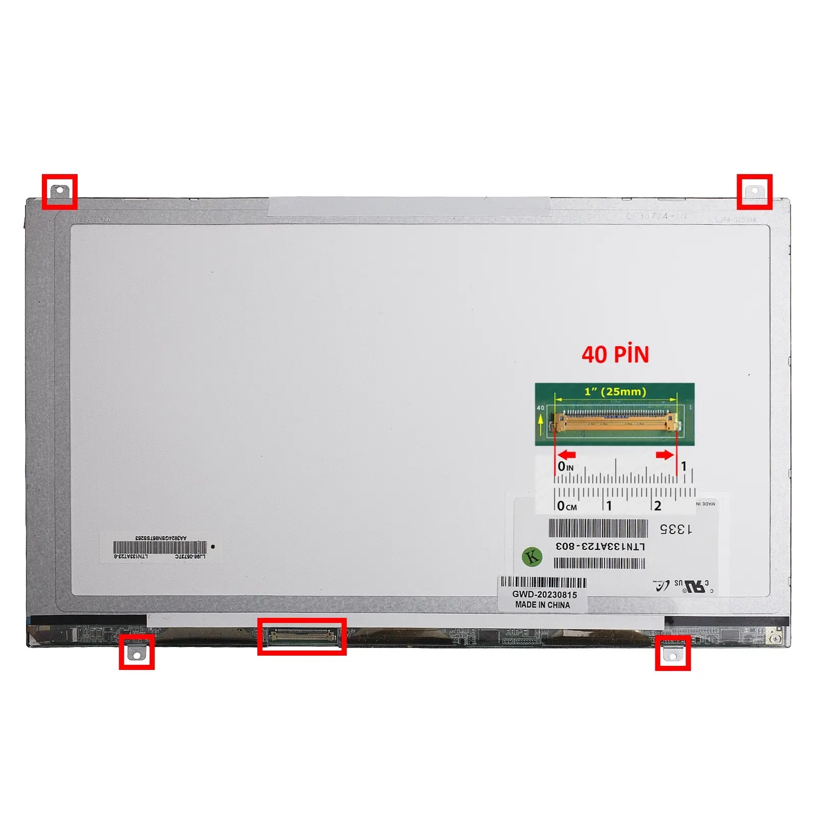13.3'' inç 40Pin Slim Led 1366*768  SAMSUNG NP535U3 SERİSİ NOTEBOOK PANEL P133NWN1 R2 LTN133AT23, BA96-06458A