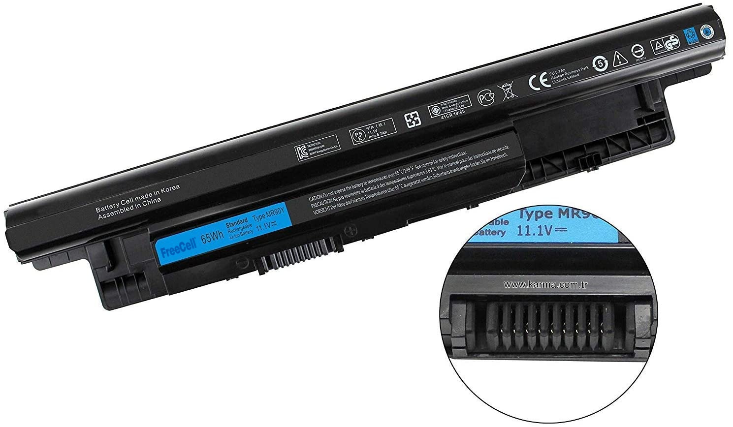 FreeCell - Dell MR90Y 14R 5421,15 3521 Notebook Bataryası, Laptop Pili 6Cell 11.1V 4400Mah / FC-DL004