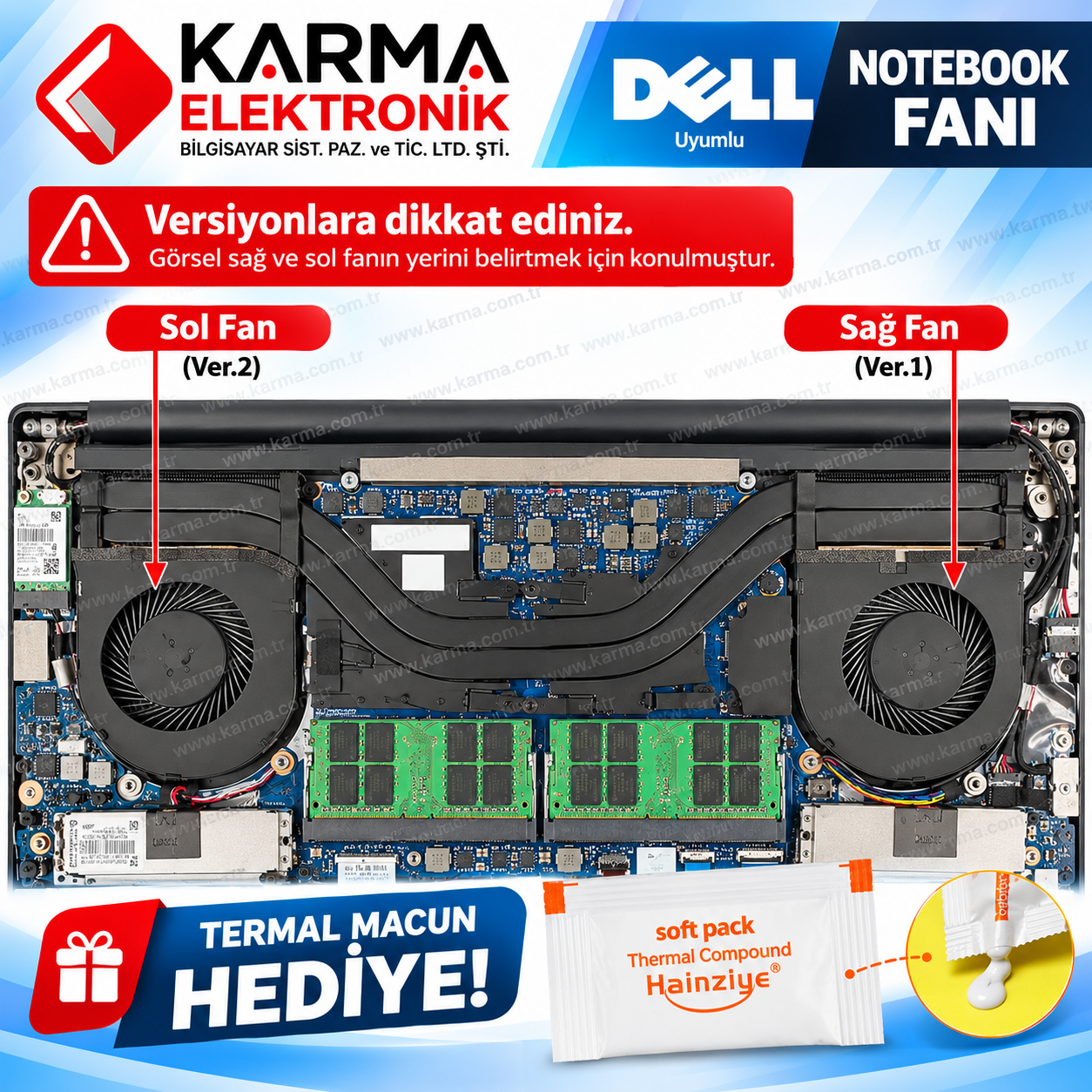 Dell XPS 15 9560 9570 7590 Uyumlu Notebook GPU, Ekrankartı Fanı - (Sol Fan)