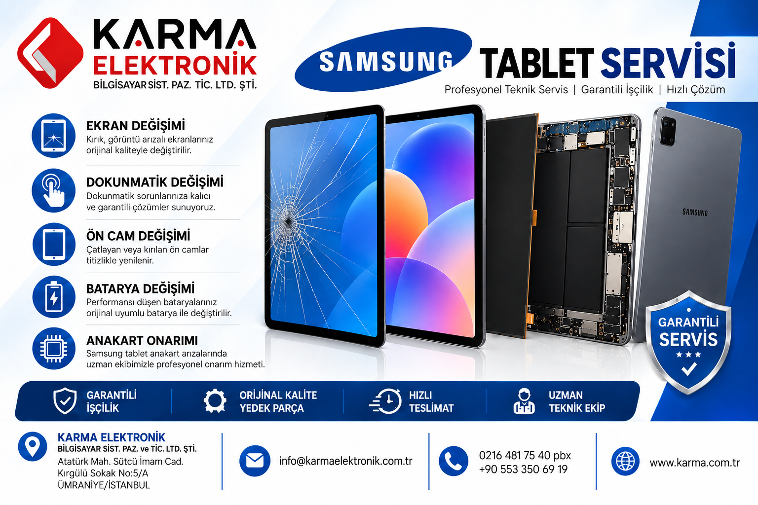 Samsung Galaxy Tab A 8 SM-T290, SM-T295,SM-T297 Dokunmatik Cam / Beyaz (Ocalı)