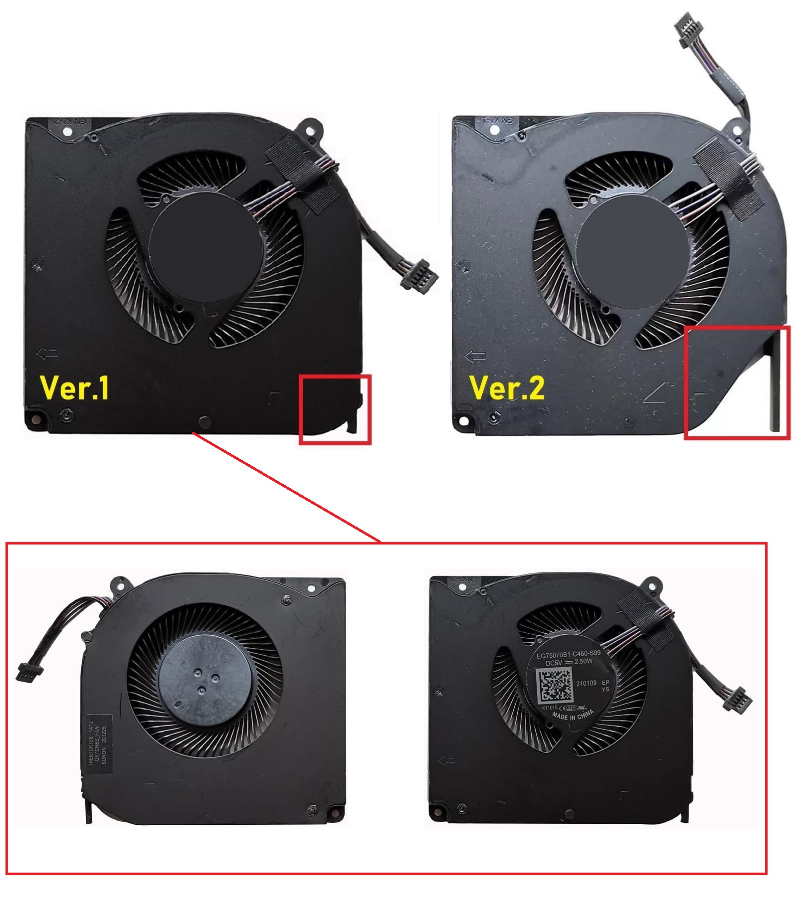 Tongfang GK7CN6S GK7CP7S THER7GK7C6-1412 EG75070S1-C460-S99 Cpu & Gpu Fanı - Tip-1 / 2.el