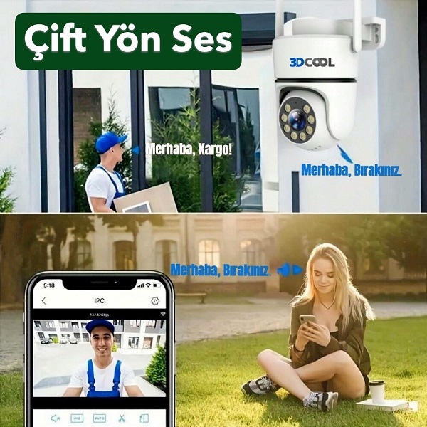 3DCOOL 3D-1100WF 2MP 1 Kameralı Kablosuz Wifi Güvenlik Kamerası (360 Derece)