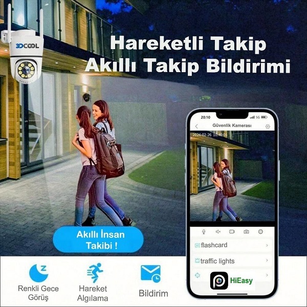 3DCOOL 3D-1100WF 2MP 1 Kameralı Kablosuz Wifi Güvenlik Kamerası (360 Derece)