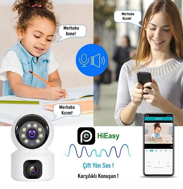 3DCOOL 3D-2000HM 4MP 2 Kameralı Kablosuz Wifi Bebek Kamerası (360 Derece)