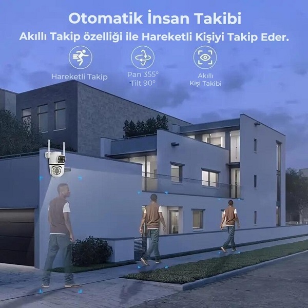 3DCOOL 3D-1200WF 4MP 2 Kameralı Kablosuz Wifi Güvenlik Kamerası (360 Derece)