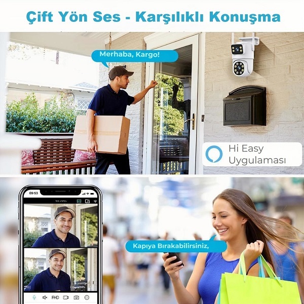 3DCOOL 3D-1200WF 4MP 2 Kameralı Kablosuz Wifi Güvenlik Kamerası (360 Derece)