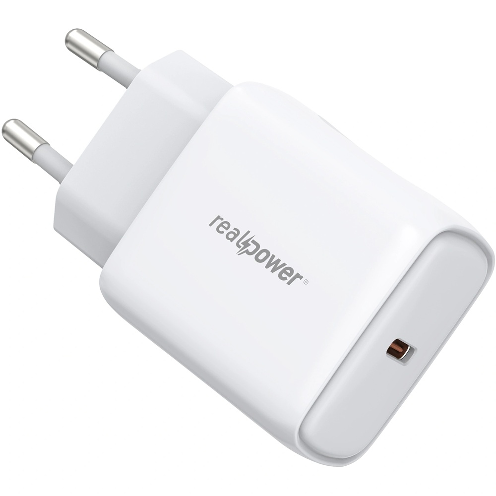 RealPower 25W PPS PD USB-C, Type-C - Hızlı Şarj Cep Telefonu Adaptörü Şarj Aleti Cihazı Beyaz
