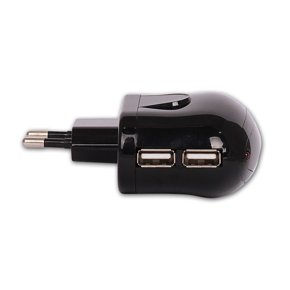 RETRO - 5V 2.1A iPad, Tablet, Telefon USB Şarj Adaptörü, Şarj Aleti Cihazı - Siyah - Çift USB  RWA-U03B