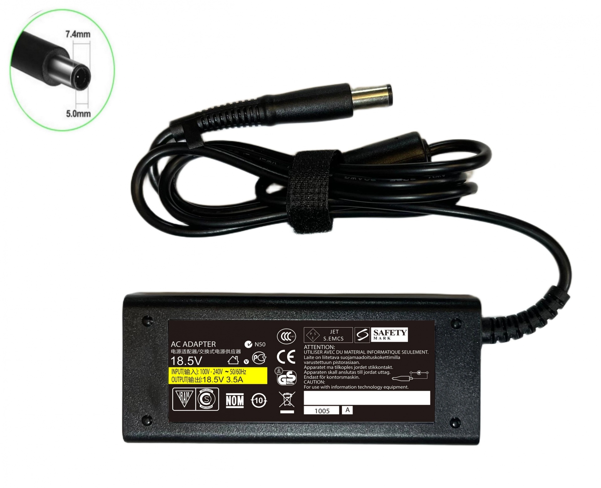 Hp / Compaq 18.5V 3.5A 65W (7.4*5.0mm) Notebook Adaptörü, Laptop Şarj Cihazı / FNA-HP186