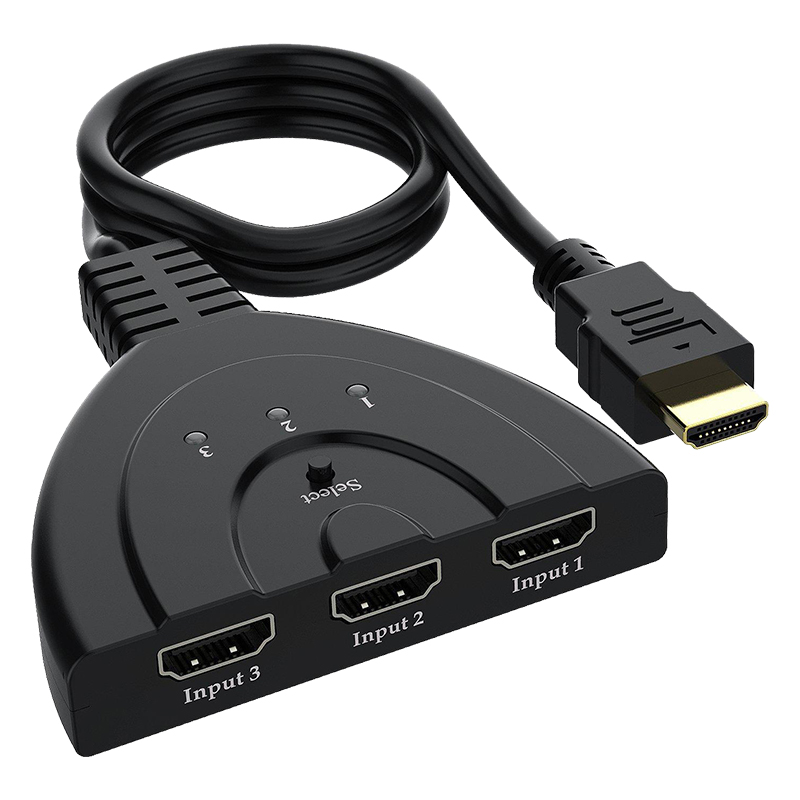 HDMI SWITCH 3 PORT WITH WIRE -/- POWERMASTER PM-17229 3 GİRİŞ 1 ÇIKIŞ HDMI Switcher Toplayıcı Çevirici Kablo