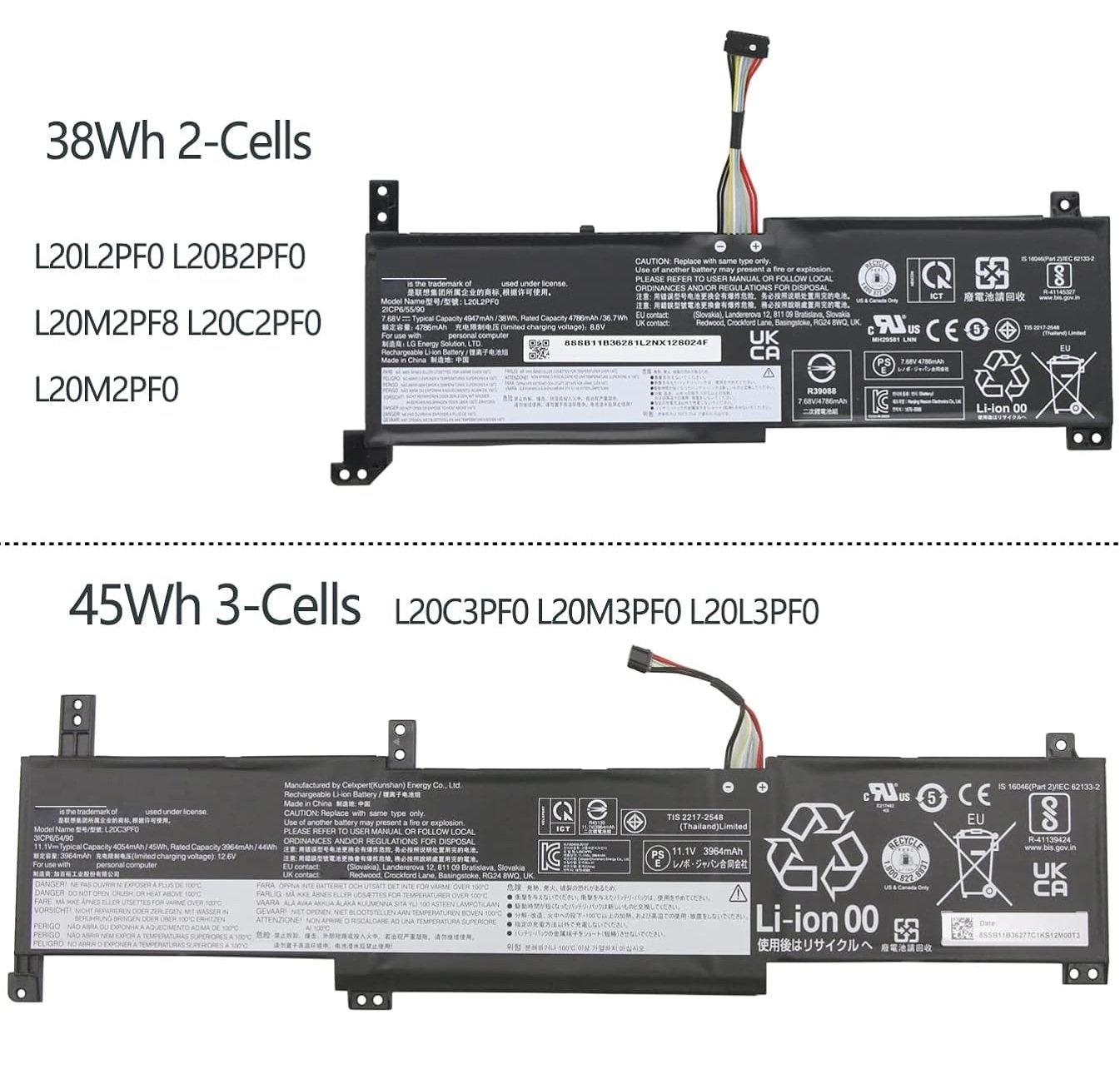 Lenovo ideaPad 3-14, L20M2PF0, L20C2PF0, L20B2PF0 5B11B36278 Notebook Bataryası, Pili - 2 Cell / RLL-184