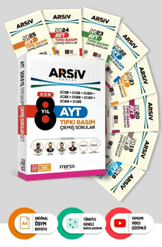 Son 8 Yıl AYT Arşiv Serisi Tıpkı Basım Fasikül Fasikül Çıkmış Sorular Tamamı Video Çözümlü
