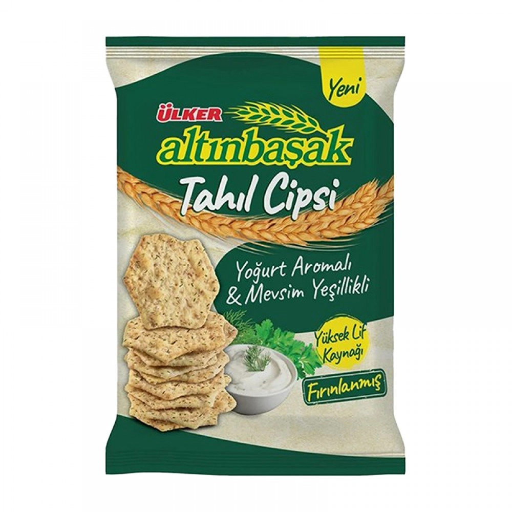 Ülker Altınbaşak Yoğurt Aromalı Mevsim Yeşillikli Tahıl Cips Kraker 50 g x 20 Adet