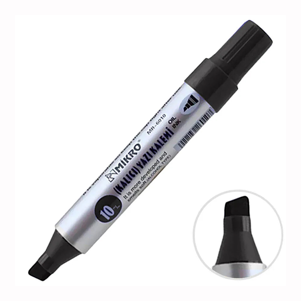Mikro Mr-6010 Jumbo Permanent Markör Koli Kalemi Kesik Uç 10Mm Siyah (6010S)