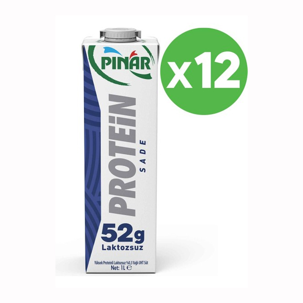 Pınar Sade Protein Süt 1L, 52G Protein, Laktozsuz Yeni Pınar Sade Protein Süt 1L, 52G Protein, Laktozsuz  12 Adet