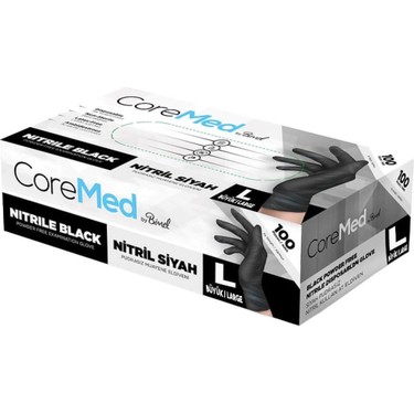 BİMEL COREMED NİTRİL PUDRASIZ MUAYENE ELDİVENİ SİYAH  (L)