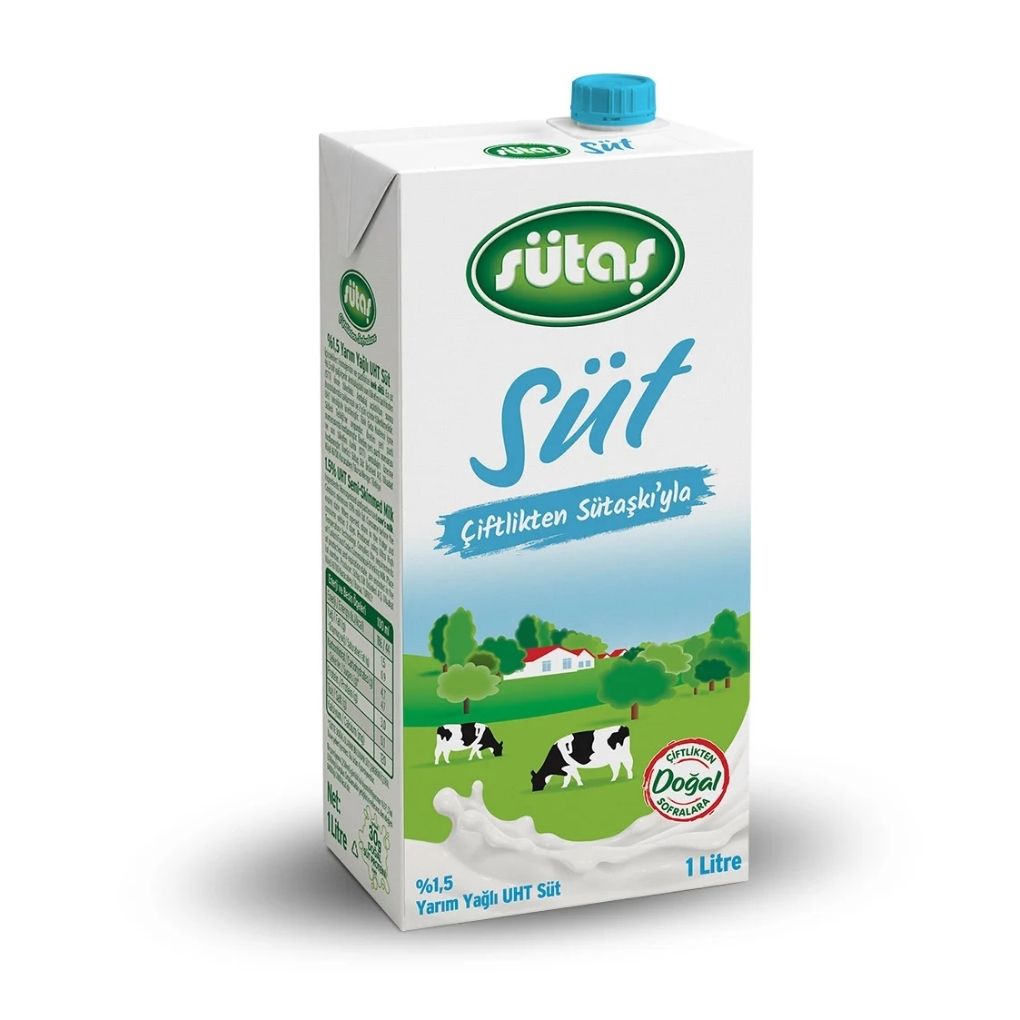 Sütaş Yarım Yağlı (%1.5) Süt 1 L 12 \'Lı