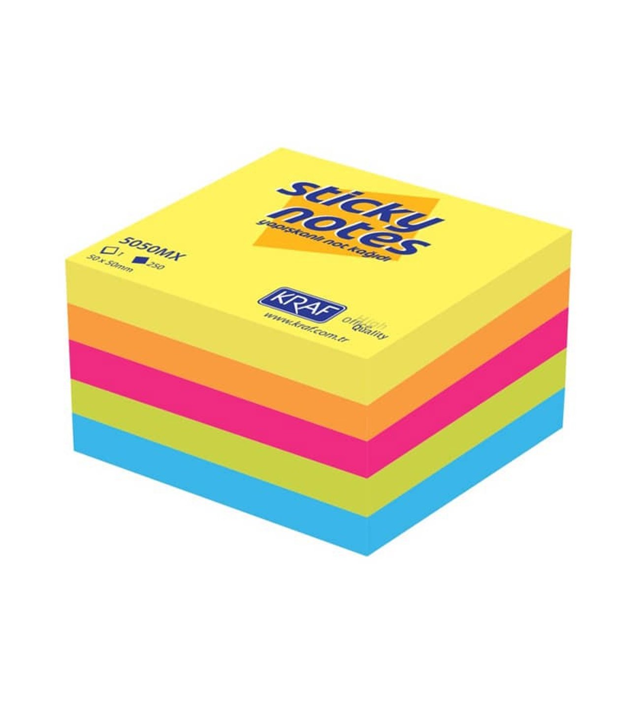 Kraf Yapışkanlı Not Kağıdı Küp 50X50 250 Yp Mıxed 5050Mx