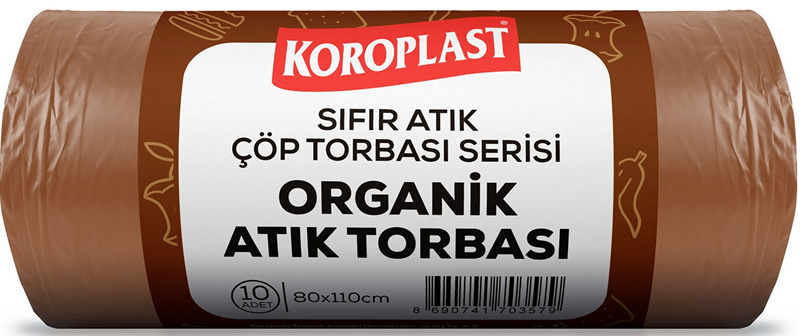 Koroplast Çöp Torbası Sıfır Atık Organik Atıklar Kahverengi Jumbo 80X110 440 Gr 10 Lu 27 Mic. St0150