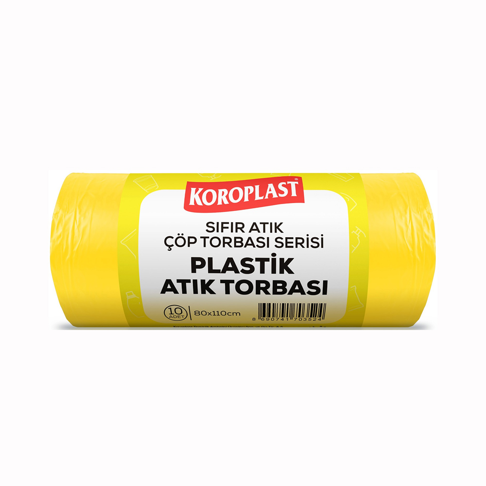 Koroplast Çöp Torbası Sıfır Atık Plastik Atıkları Sarı Jumbo 80X110 440 Gr 10 Lu 27 Mic. St01500533