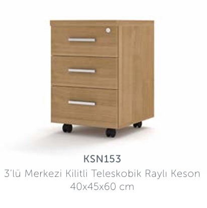 Keson KSN153 3’lü Merkezi Kilitli Teleskobik Raylı 40x45x60 cm