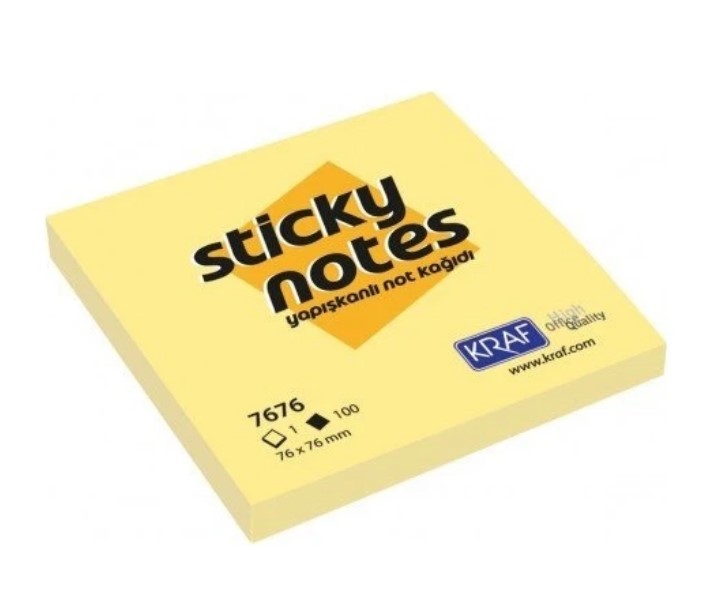 Kraf Yapışkanlı Not Kağıdı 76X76 Neon Sarı 7676N-Y