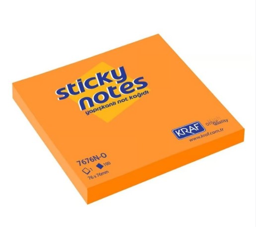 Kraf Yapışkanlı Not Kağıdı 76X76 Neon Turuncu 7676N-O