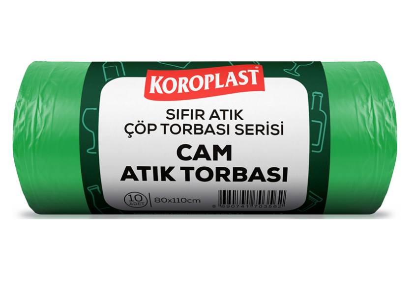 Koroplast Çöp Torbası Sıfır Atık Cam Atıklar Yeşil Jumbo 80X110 650 Gr 10 Lu 40 Mic. St01500537