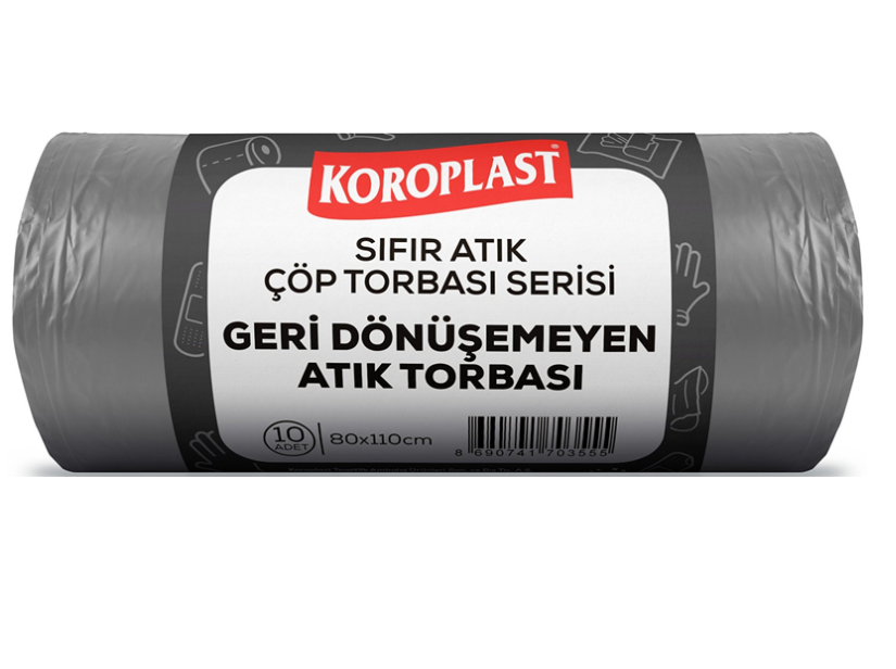 Koroplast Çöp Torbası Sıfır Atık Cam Atıklar Yeşil Jumbo 80X110 650 Gr 10 Lu 40 Mic. St01500537
