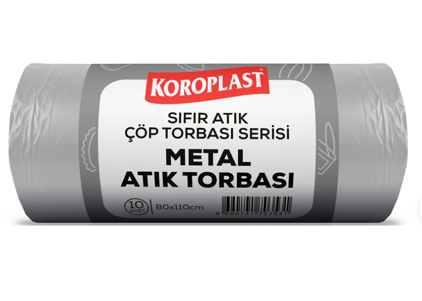 Koroplast Çöp Torbası Sıfır Atık Metal Atıkları Açık Gri Jumbo 80X110 650 Gr 10 Lu 40 Mic. St0150053