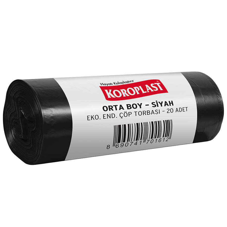Koroplast Çöp Torbası Eko End.Siyah Orta 55X60 80 Gr 20 Li 13 Mic. St01500328