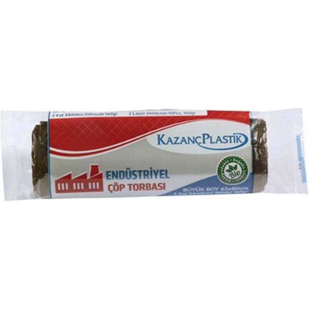 Kazanç Eko Endüstriyel Büyük Siyah 65X80 Cm Çöp Torbası 10 Lu Rulo 160Gr