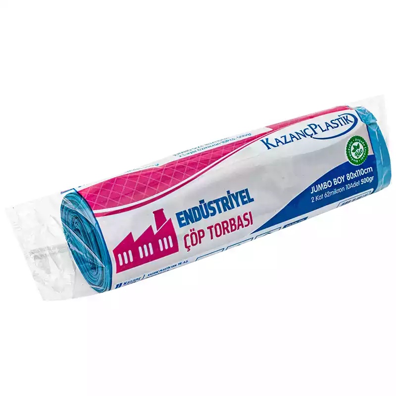Kazanç Endüstriyel Jumbo Mavi 80X110 Cm 500 Gr Çöp Torbası 10 Lu Rulo