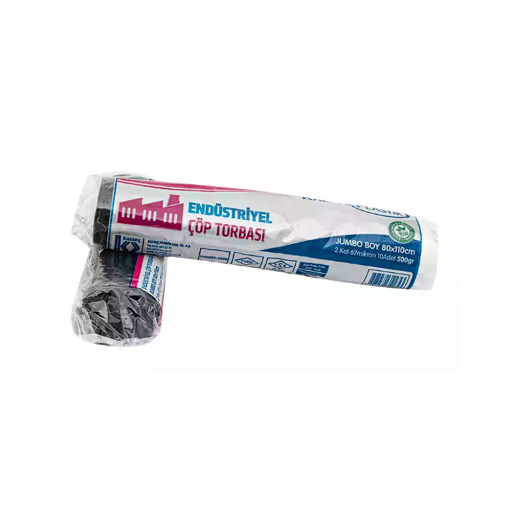 Kazanç Endüstriyel Jumbo Siyah 80X110 Cm 500 Gr Çöp Torbası 10 Lu Rulo