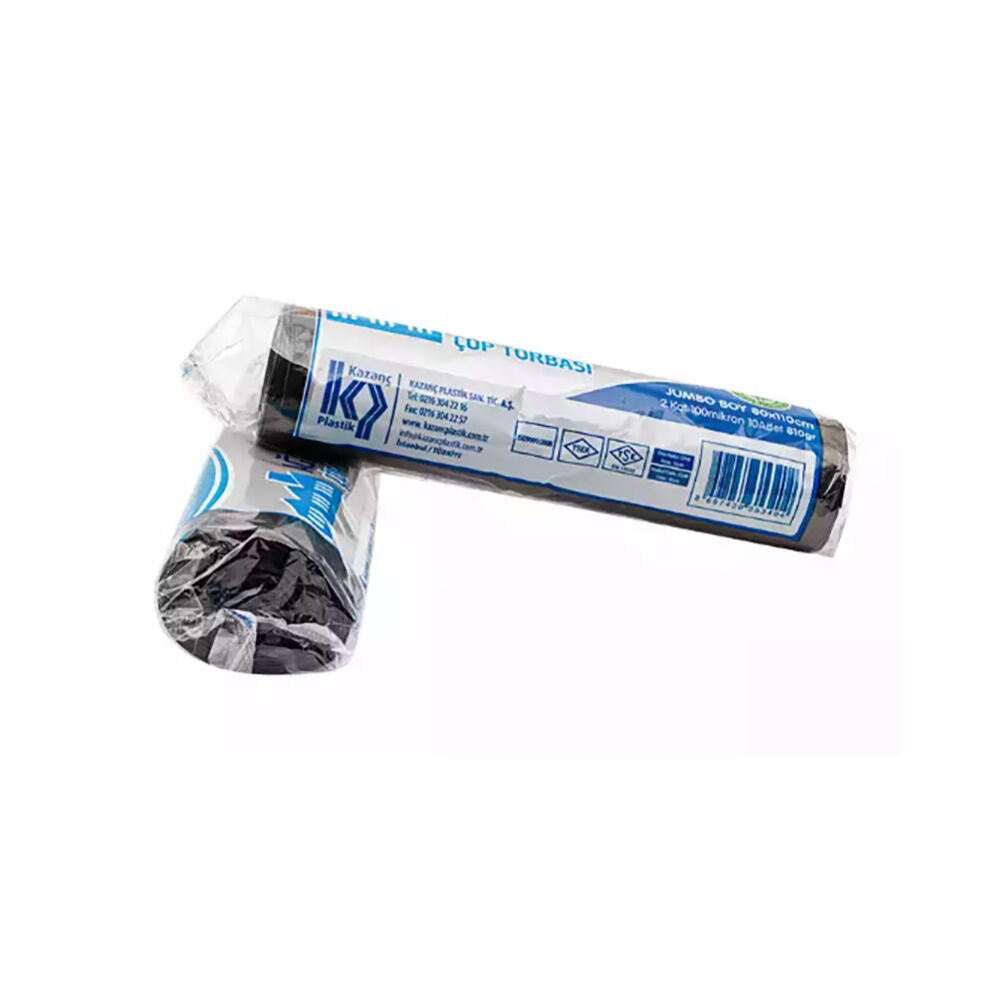 Kazanç Standart Jumbo Siyah 80X110 Cm 300 Gr Çöp Torbası 10 Lu Rulo