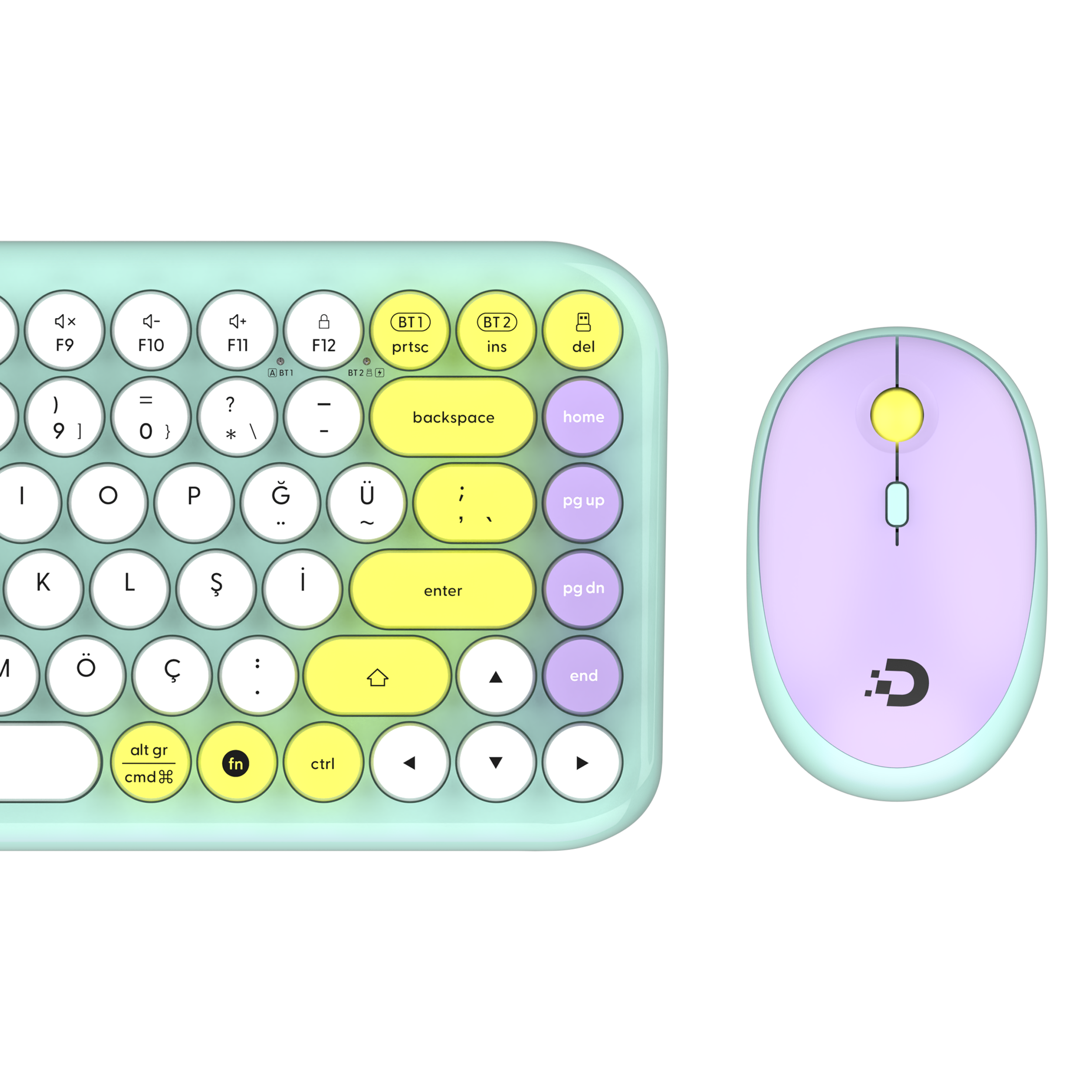 DAXİ MK-340 Klavye Kablosuz Set Bluetooth/ WiFi Yeşil - Beyaz Q TR Retro Tuş 3 Cihaza Bağlantı Mini #2
