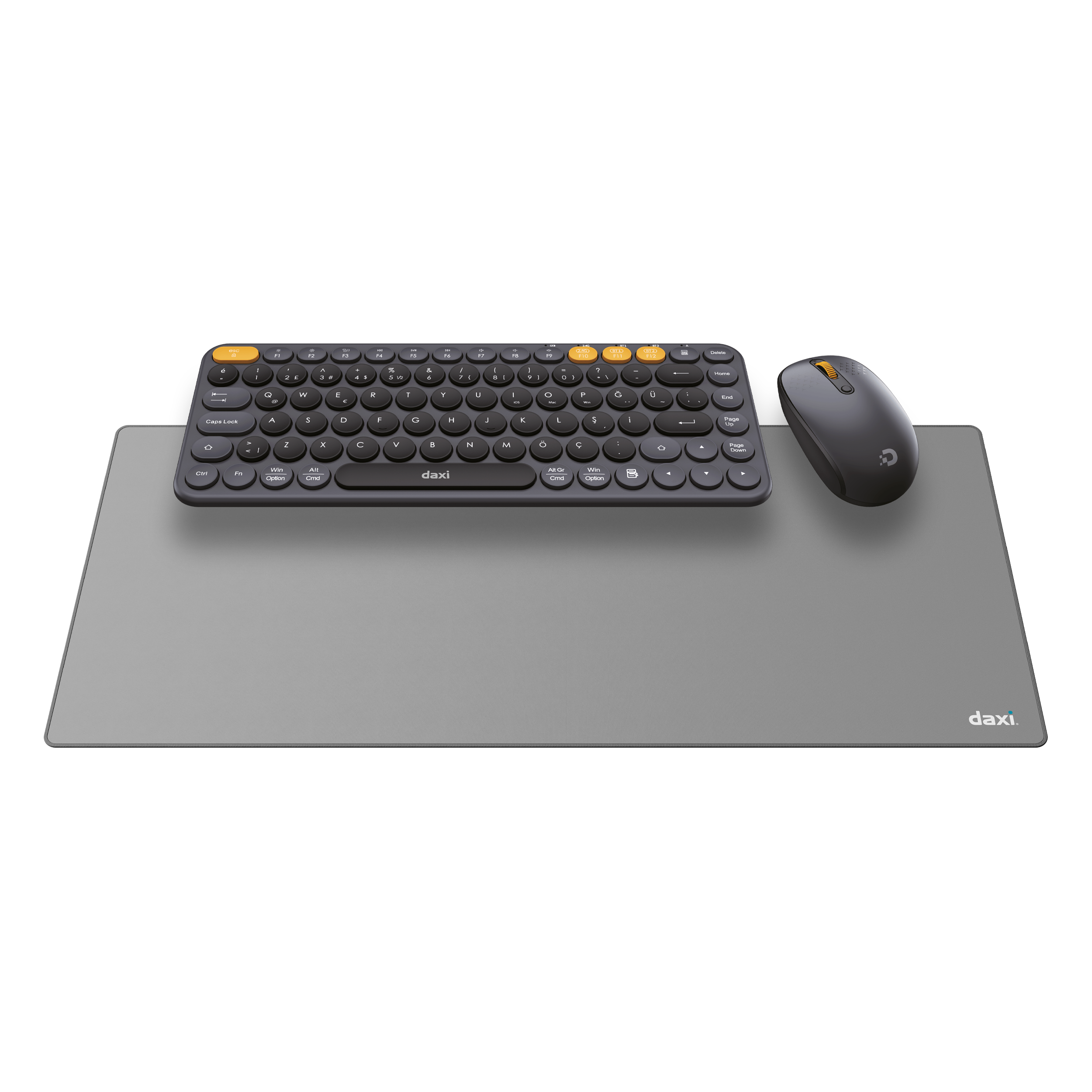 DAXİ MK-350 Klavye Kablosuz Set Bluetooth/ WiFi Siyah Q TR Retro Tuş 3 Cihaza Bağlantı Mini    + PAD HEDİYELİ #4
