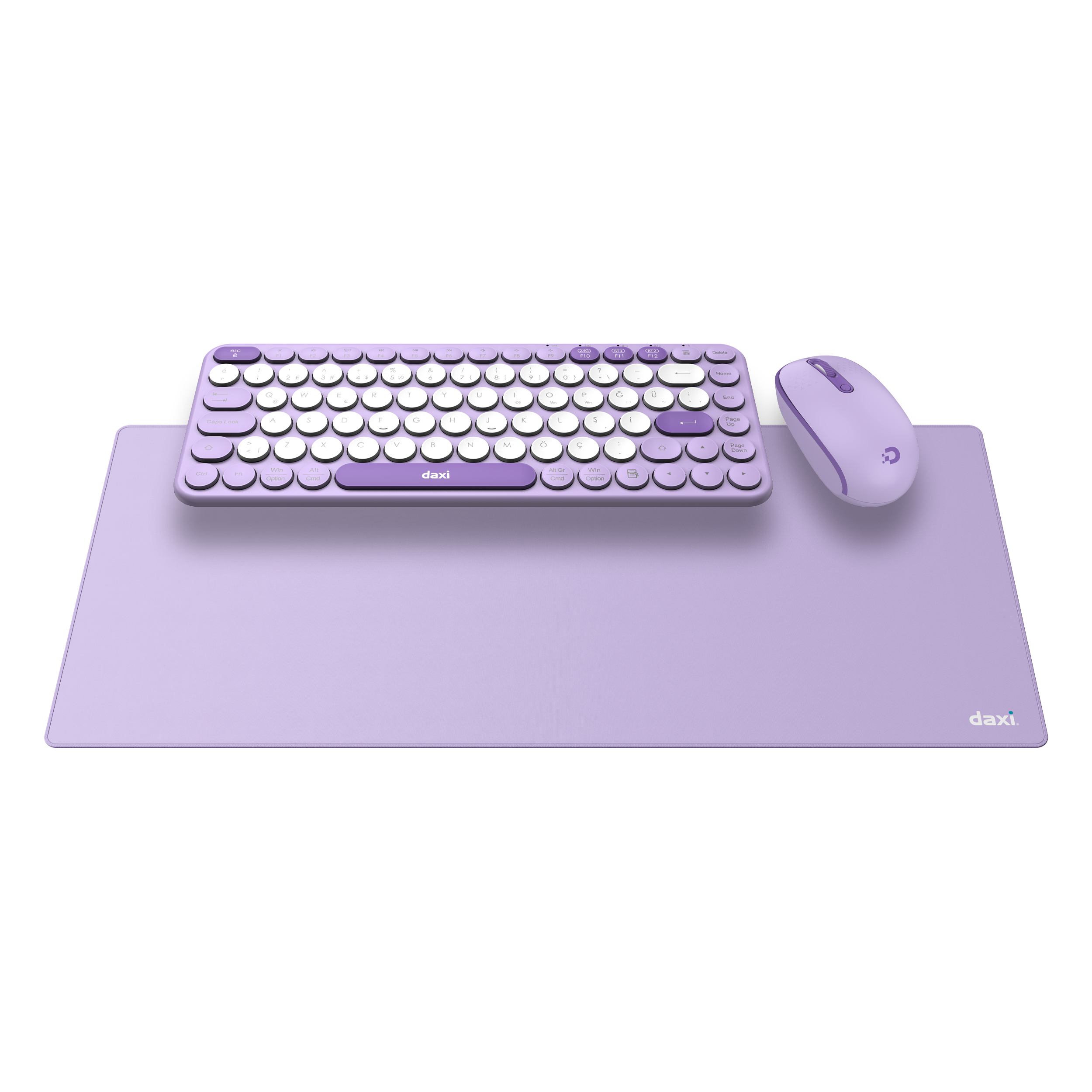 DAXİ MK-350 Klavye Kablosuz Set Bluetooth/ WiFi Lila - Beyaz Q TR  Retro Tuş 3 Cihaza Bağlantı Mini   + PAD HEDİYELİ #4