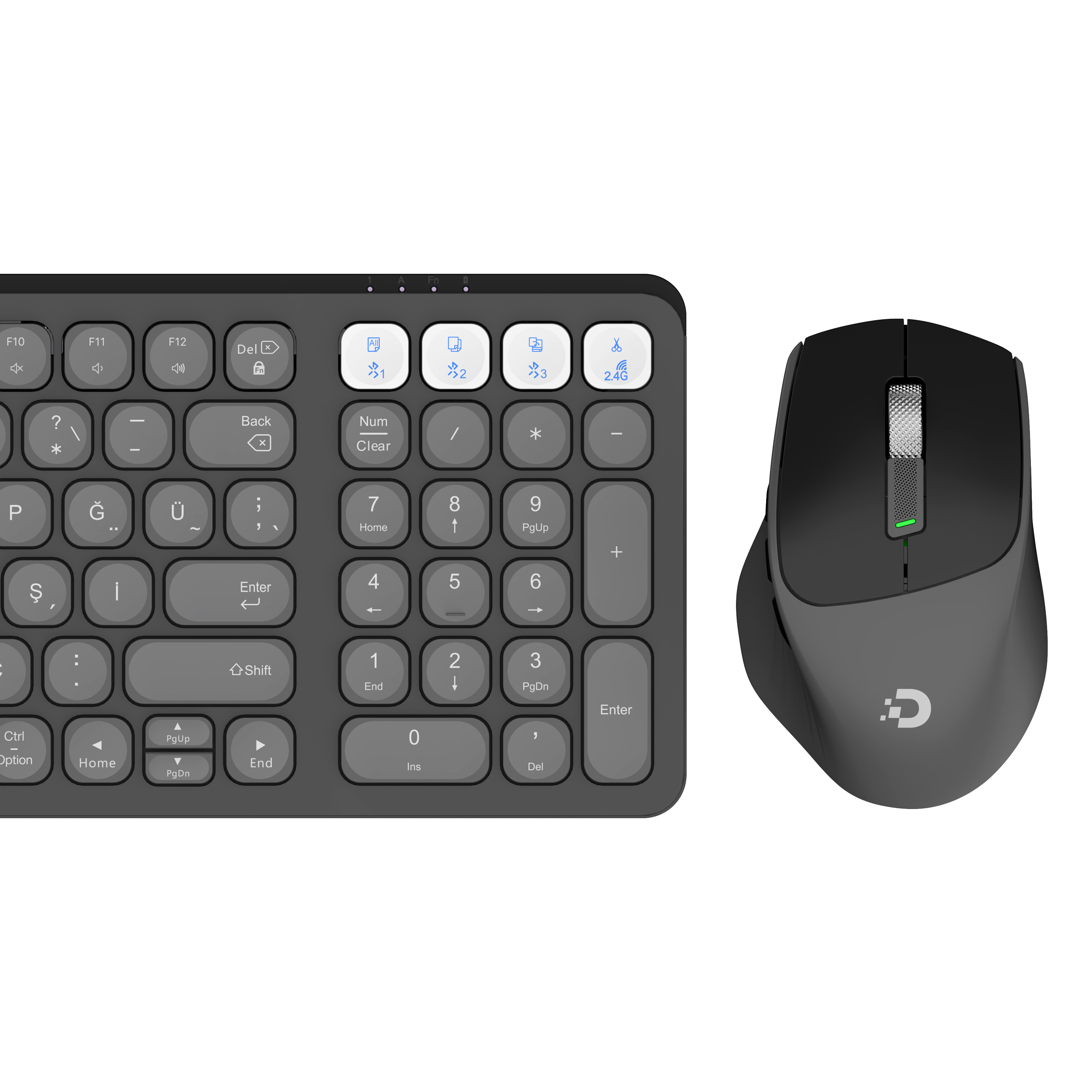 DAXİ MK-390 Klavye Kablosuz Set Bluetooth/ WiFi Siyah Q TR Retro Tuş 3 Cihaza Bağlantı #2
