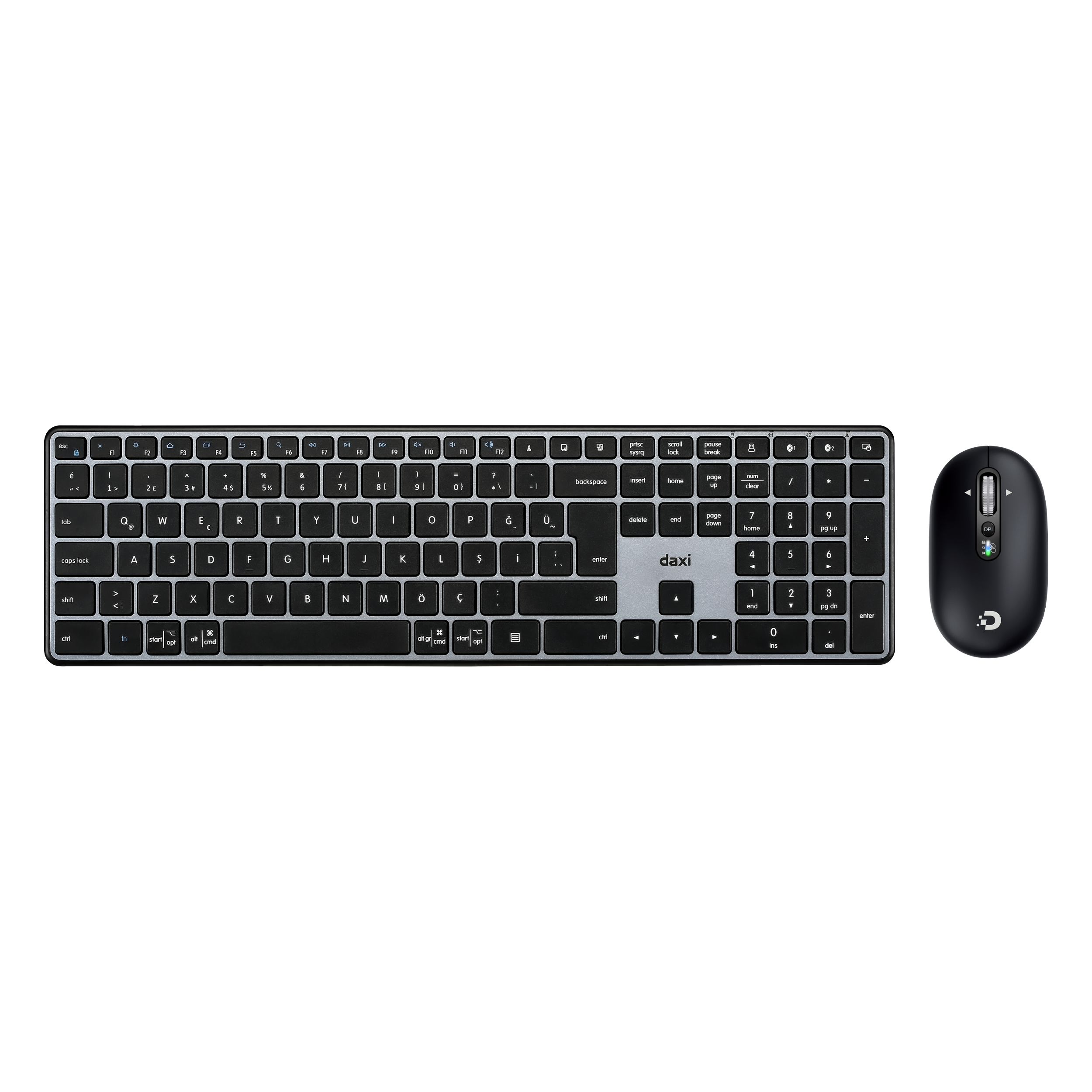 DAXİ MK-450 Klavye Kablosuz Set Bluetooth/ WiFi Siyah Q TR Scissor-Switch+FlyingWhell 3200DPI